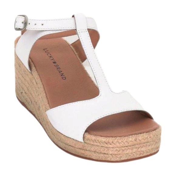 Lucky Brand Womens VALKI Wedge Sandal, White, 8 - Picture 3 of 6